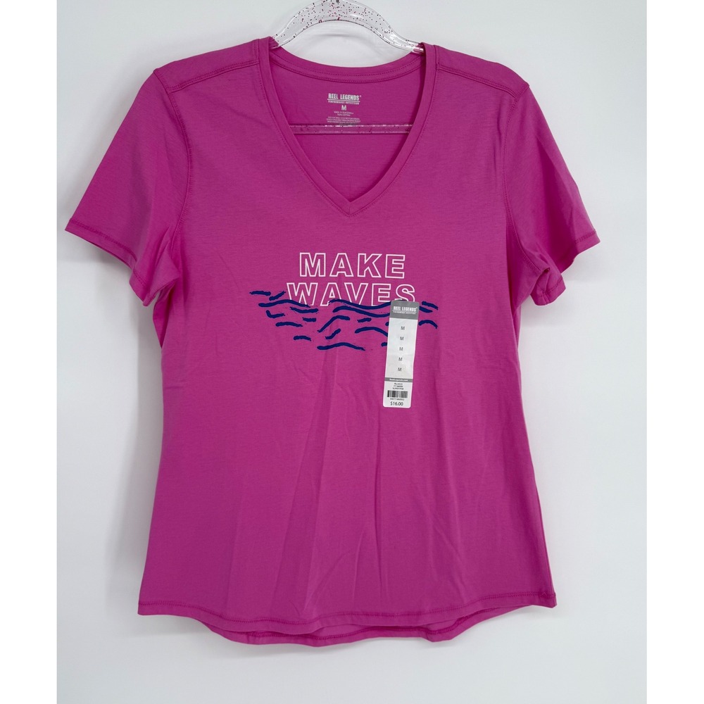 Reel Legends Graphic T-Shirt Bundle Pink Make Waves White Patriotic Sz M 2pk